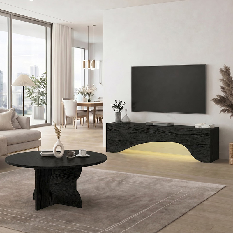 Τραπεζάκι σαλονιού Mara Megapap χρώμα sencron black Ø75x36,8εκ.