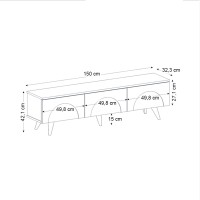 Έπιπλο τηλεόρασης Bono Megapap χρώμα λευκό - sepet oak 150x32,3x42,1εκ.
