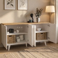 Μπουφές Bono Megapap χρώμα λευκό - sepet oak 150x45x74,6εκ.