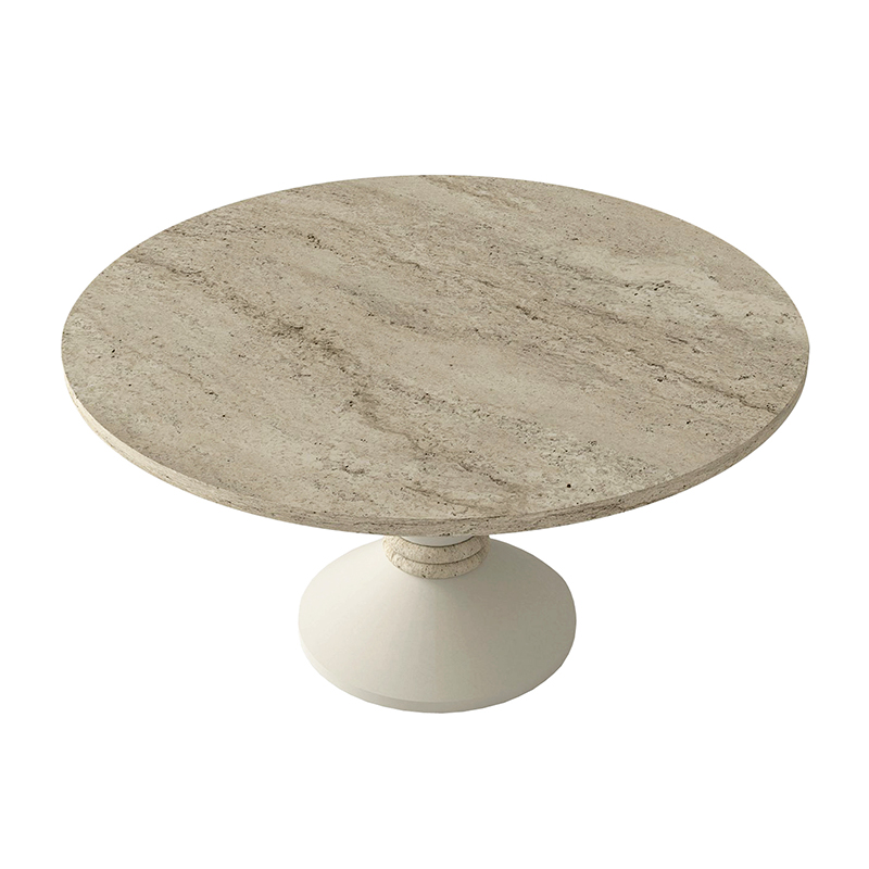 Τραπεζάκι σαλονιού Lepper Megapap χρώμα travertine - sandstone Ø75x39,8εκ.