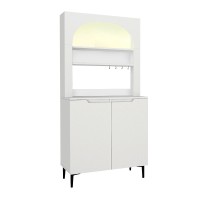 Έπιπλο κουζίνας με LED Melinta 2 Megapap χρώμα λευκό 90x40x181,8εκ.
