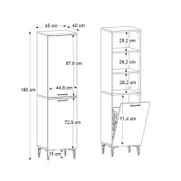 Ντουλάπι με καλάθι απλύτων Singa Megapap χρώμα sepet oak 45x40x180εκ.
