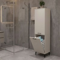 Ντουλάπι με καλάθι απλύτων Singa Megapap χρώμα sandstone 45x40x180εκ.