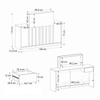 Γραφείο υποδοχής - reception Davis Megapap με LED χρώμα sepet oak - travertine 150x41,8x115εκ.