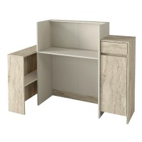 Γραφείο υποδοχής - reception Dayana Megapap με LED χρώμα travertine - sandstone 150x85,2x120εκ.