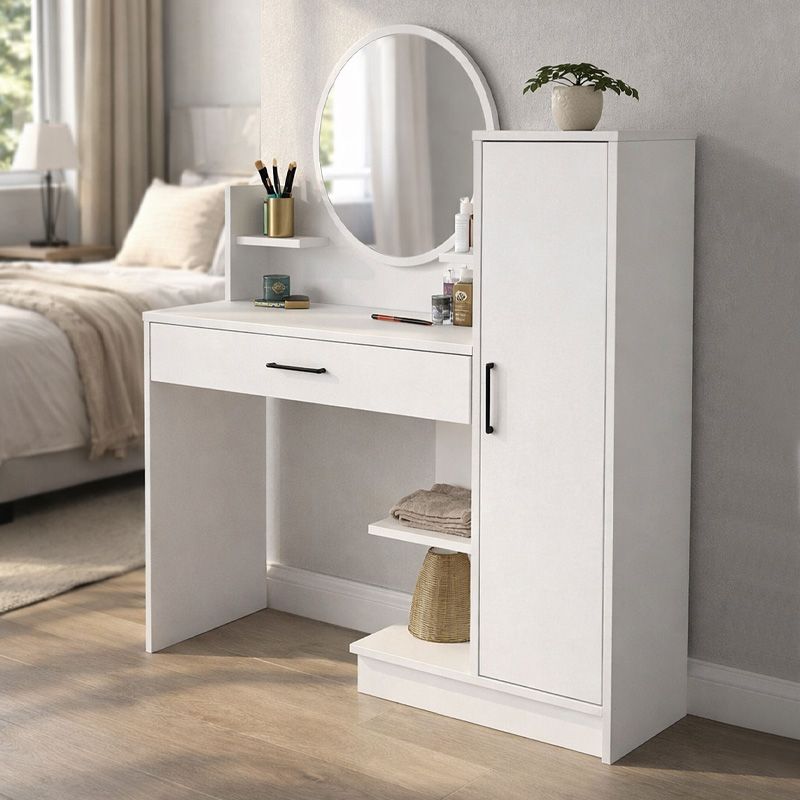 Τουαλέτα με καθρέπτη Andera Megapap χρώμα λευκό 123,9x35x144,4εκ.