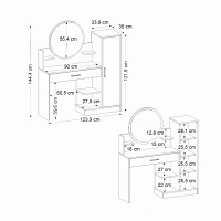 Τουαλέτα με καθρέπτη Andera Megapap χρώμα λευκό 123,9x35x144,4εκ.