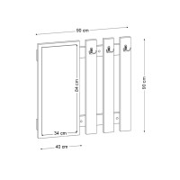 Κρεμάστρα τοίχου με καθρέπτη Folin Megapap χρώμα καρυδί 90x4x90εκ.