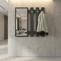 Κρεμάστρα τοίχου με καθρέπτη Folin Megapap χρώμα ανθρακί 90x4x90εκ.