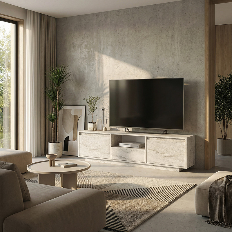 Έπιπλο τηλεόρασης Lumbera Megapap χρώμα travertine 160x29,5x42εκ.