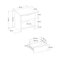 Κομοδίνο Mida Megapap χρώμα sepet oak 45x40x52εκ.