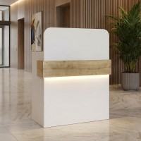 Γραφείο υποδοχής - reception Telmos Megapap με LED χρώμα λευκό - sapphire oak 90x43,6x119,2εκ.