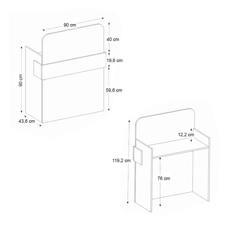 Γραφείο υποδοχής - reception Telmos Megapap με LED χρώμα λευκό - sapphire oak 90x43,6x119,2εκ.