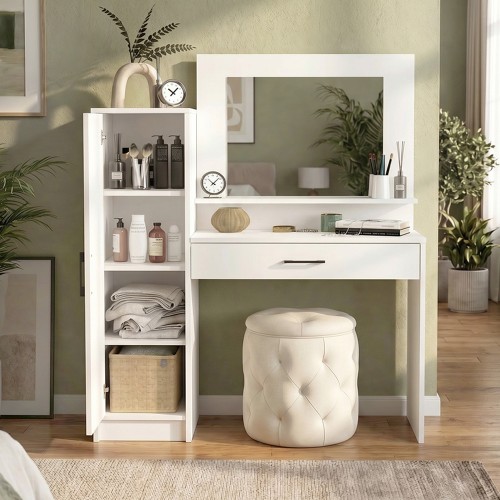 Τουαλέτα με καθρέπτη Kaunos Megapap χρώμα λευκό 123,8x40x148,2εκ.