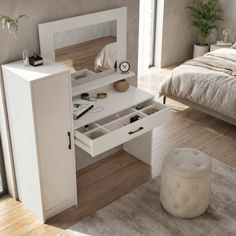 Τουαλέτα με καθρέπτη Kaunos Megapap χρώμα λευκό 123,8x40x148,2εκ.