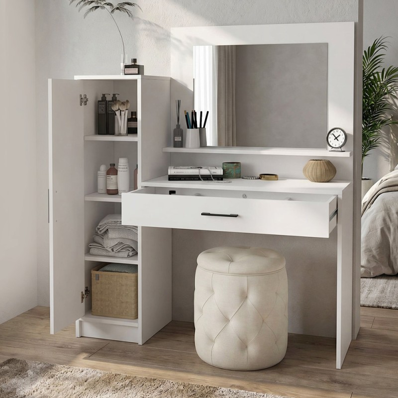Τουαλέτα με καθρέπτη Kaunos Megapap χρώμα λευκό 123,8x40x148,2εκ.