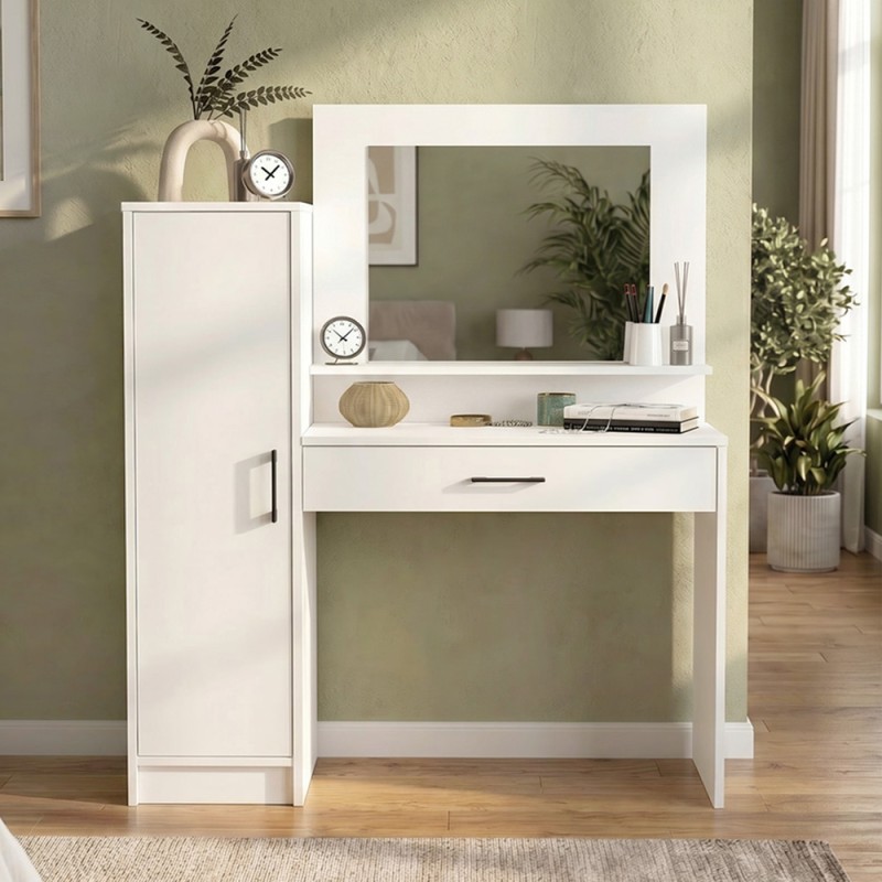 Τουαλέτα με καθρέπτη Kaunos Megapap χρώμα λευκό 123,8x40x148,2εκ.
