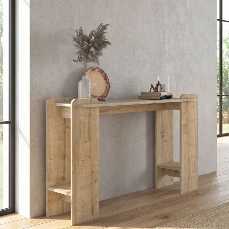 Κονσόλα Mendoza Megapap χρώμα sapphire oak - travertine 130,8x35x76,8εκ.