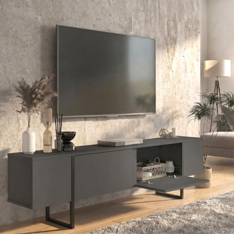 Έπιπλο τηλεόρασης Orontes Megapap χρώμα ανθρακί 180x29,6x50εκ.