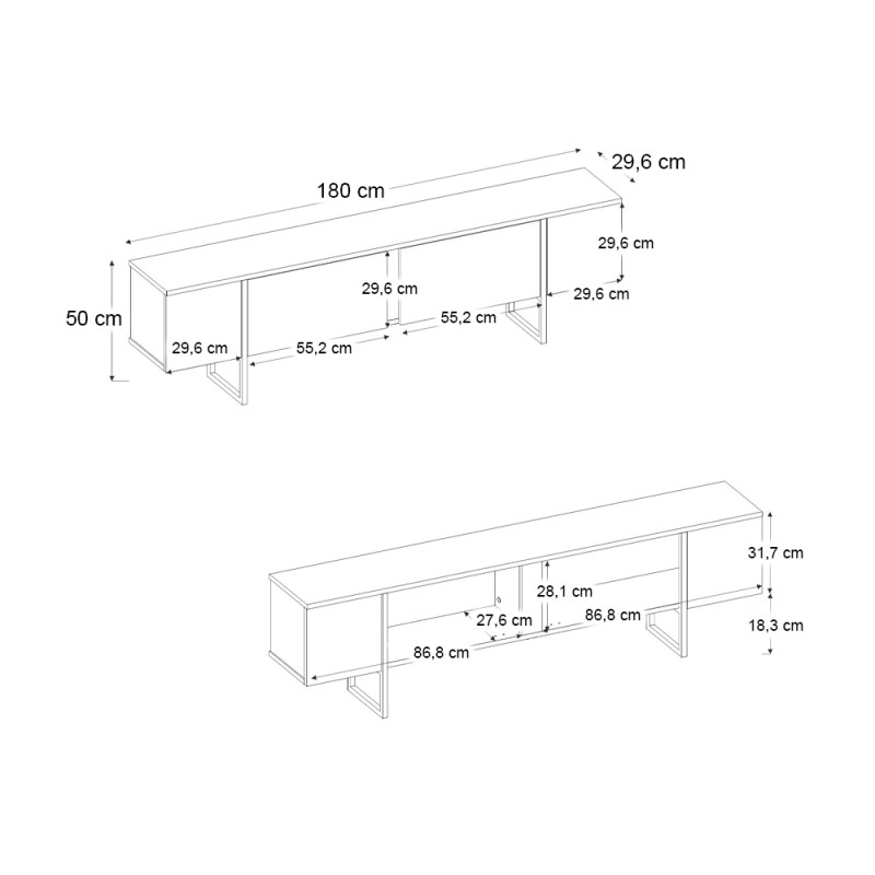 Έπιπλο τηλεόρασης Orontes Megapap χρώμα ανθρακί 180x29,6x50εκ.