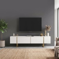 Έπιπλο τηλεόρασης Orontes Megapap χρώμα λευκό - χρυσό 180x29,6x50εκ.