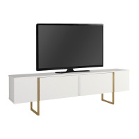 Έπιπλο τηλεόρασης Orontes Megapap χρώμα λευκό - χρυσό 180x29,6x50εκ.