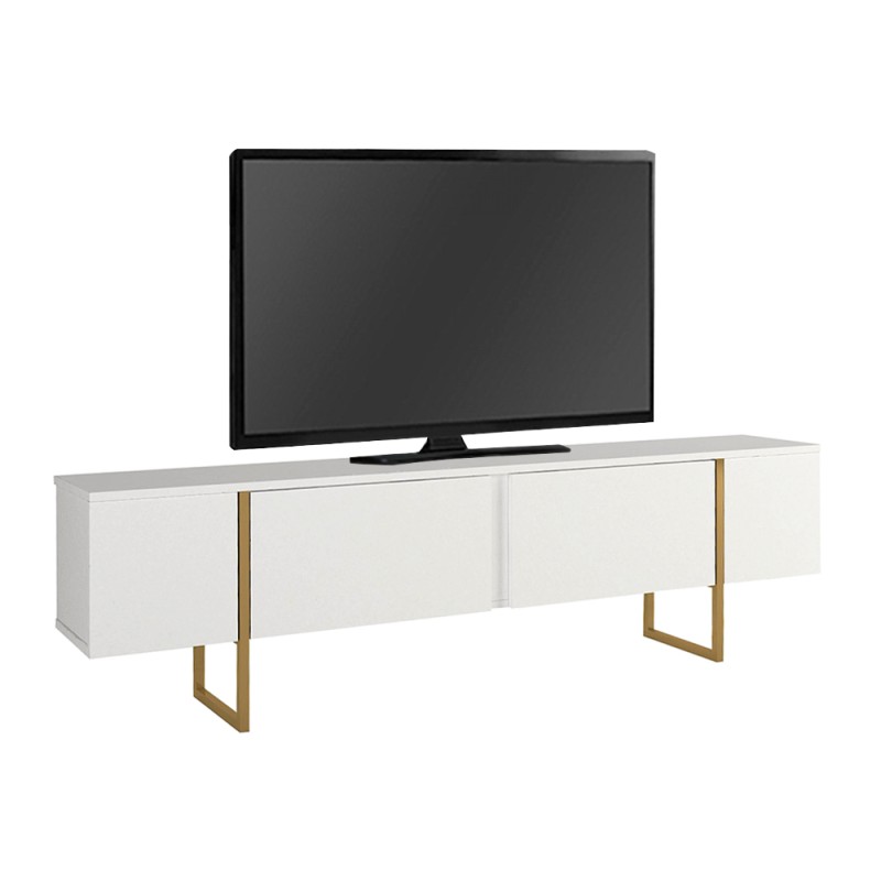 Έπιπλο τηλεόρασης Orontes Megapap χρώμα λευκό - χρυσό 180x29,6x50εκ.