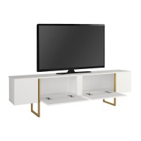 Έπιπλο τηλεόρασης Orontes Megapap χρώμα λευκό - χρυσό 180x29,6x50εκ.