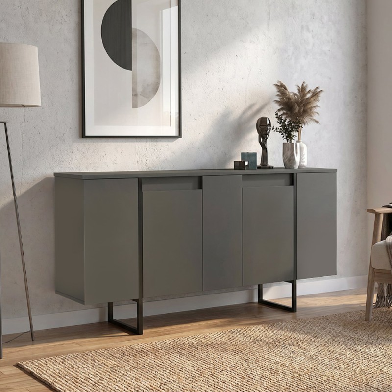 Μπουφές Orontes Megapap χρώμα ανθρακί 160x35,2x80εκ.