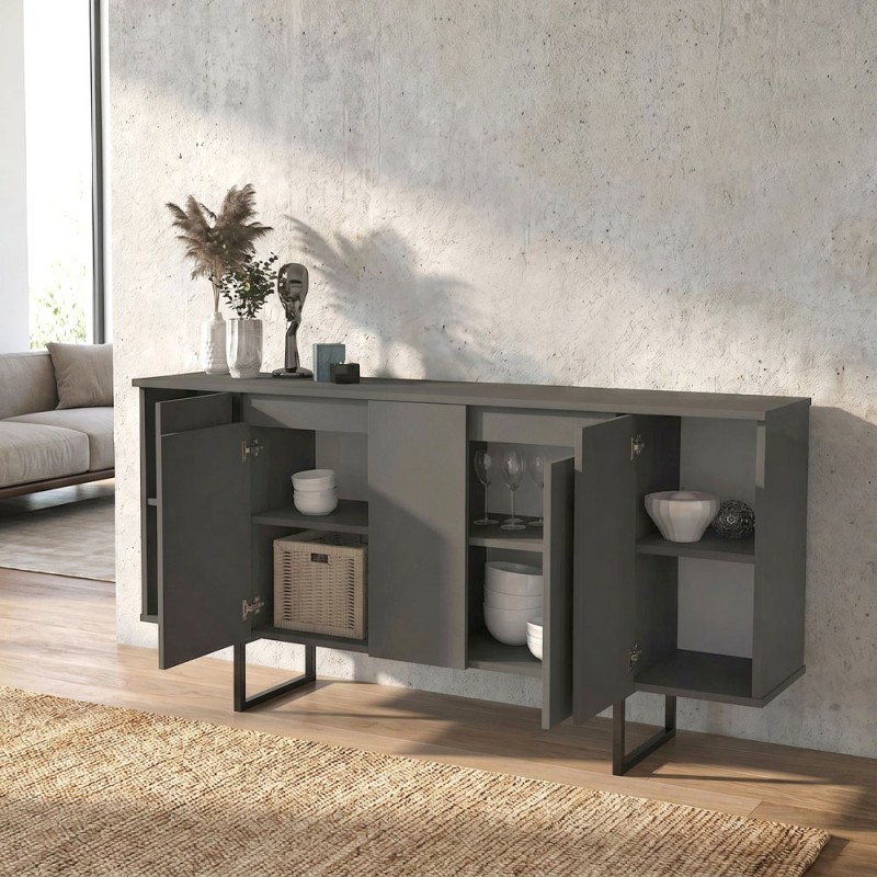 Μπουφές Orontes Megapap χρώμα ανθρακί 160x35,2x80εκ.