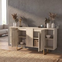 Μπουφές Orontes Megapap χρώμα travertine - χρυσό 160x35,2x80εκ.