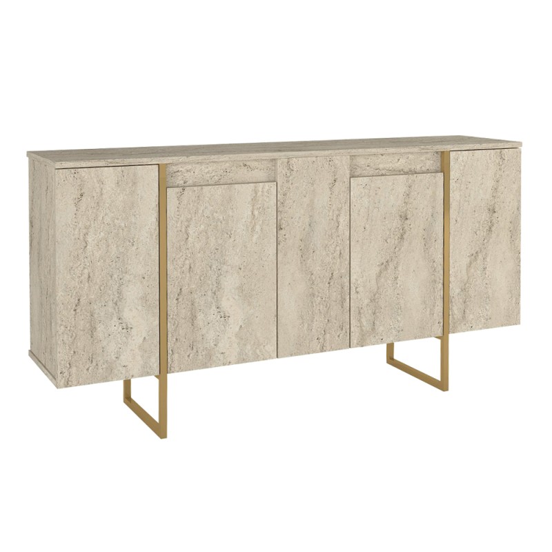 Μπουφές Orontes Megapap χρώμα travertine - χρυσό 160x35,2x80εκ.