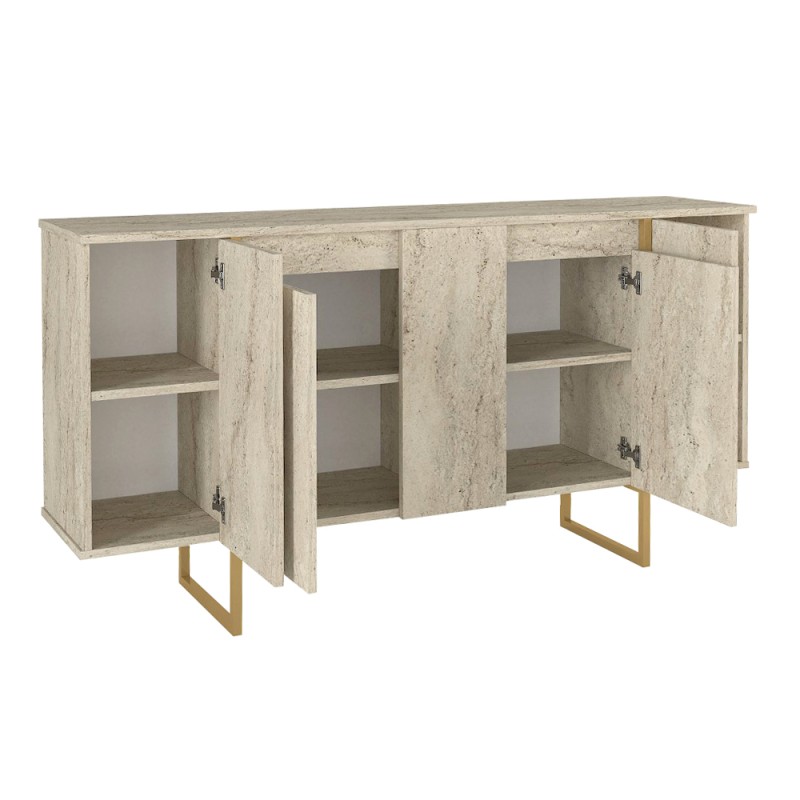 Μπουφές Orontes Megapap χρώμα travertine - χρυσό 160x35,2x80εκ.