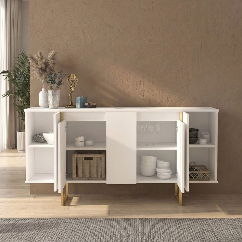 Μπουφές Orontes Megapap χρώμα λευκό - χρυσό 160x35,2x80εκ.