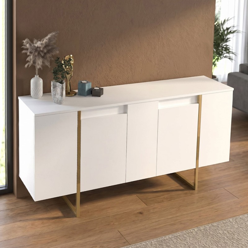 Μπουφές Orontes Megapap χρώμα λευκό - χρυσό 160x35,2x80εκ.