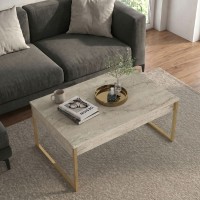Τραπεζάκι σαλονιού Orontes Megapap χρώμα travertine - χρυσό 90x59,6x40εκ.