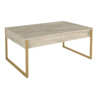 Τραπεζάκι σαλονιού Orontes Megapap χρώμα travertine - χρυσό 90x59,6x40εκ.