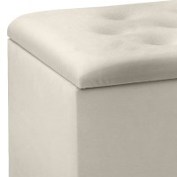 Σκαμπώ - Ταμπουρέ Lotus Megapap βελούδινο χρώμα κρεμ 90x40x50εκ.