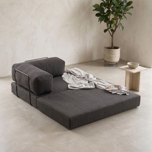 Καναπές - κρεβάτι Comfort Megapap διθέσιος υφασμάτινος χρώμα ανθρακί 140x95x75εκ.