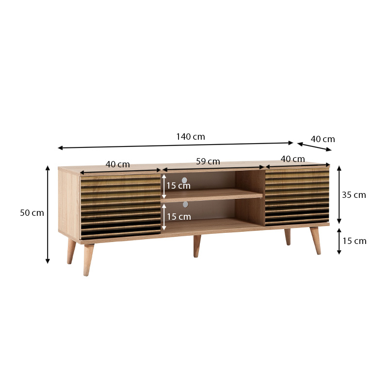 Έπιπλο τηλεόρασης Soho Megapap χρώμα sonoma 140x40x50 εκ.