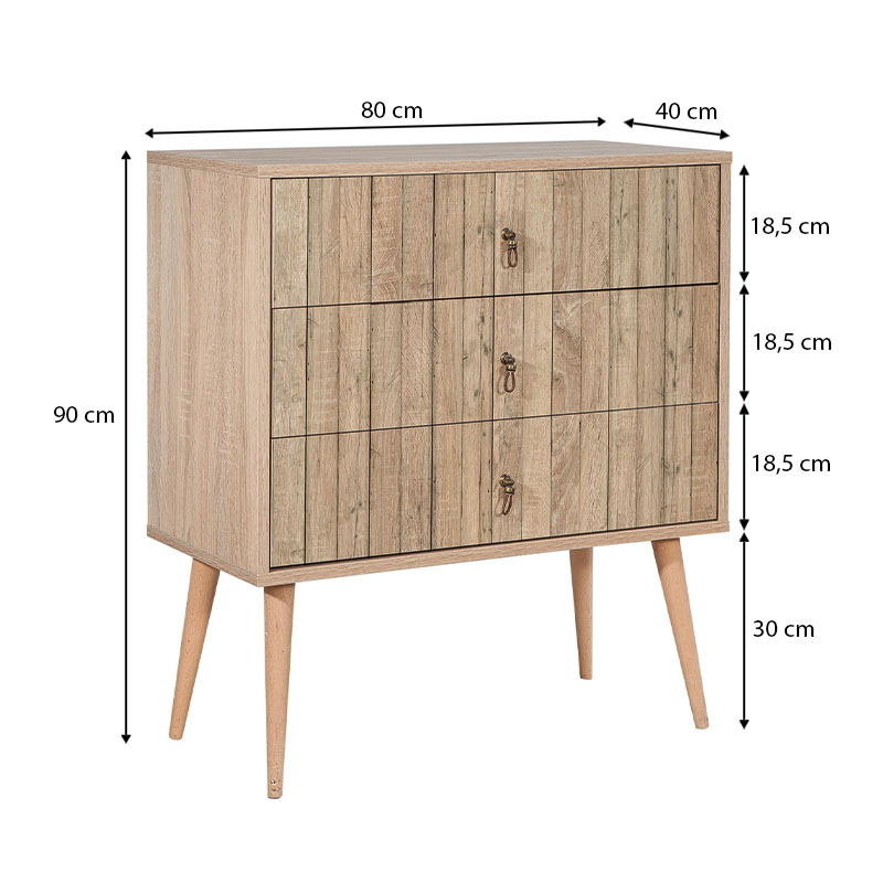 Συρταρτιέρα Soho Megapap χρώμα sonoma 80x40x90εκ.