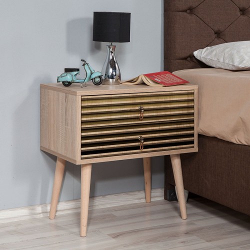 Κομοδίνο Soho Megapap χρώμα sonoma 60x40x61εκ.