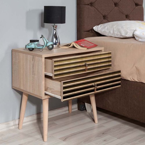 Κομοδίνο Soho Megapap χρώμα sonoma 60x40x61εκ.