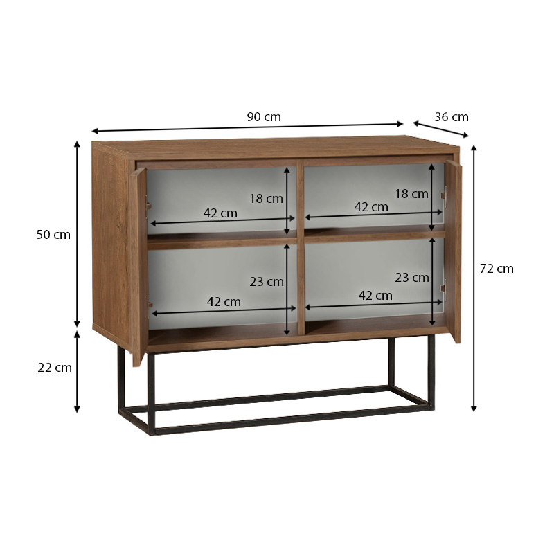 Κονσόλα - Μπουφές Amedeo Megapap χρώμα καρυδί 90x36x72εκ.