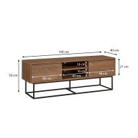 Έπιπλο τηλεόρασης Amedeo Megapap χρώμα καρυδί 140x40x50εκ.