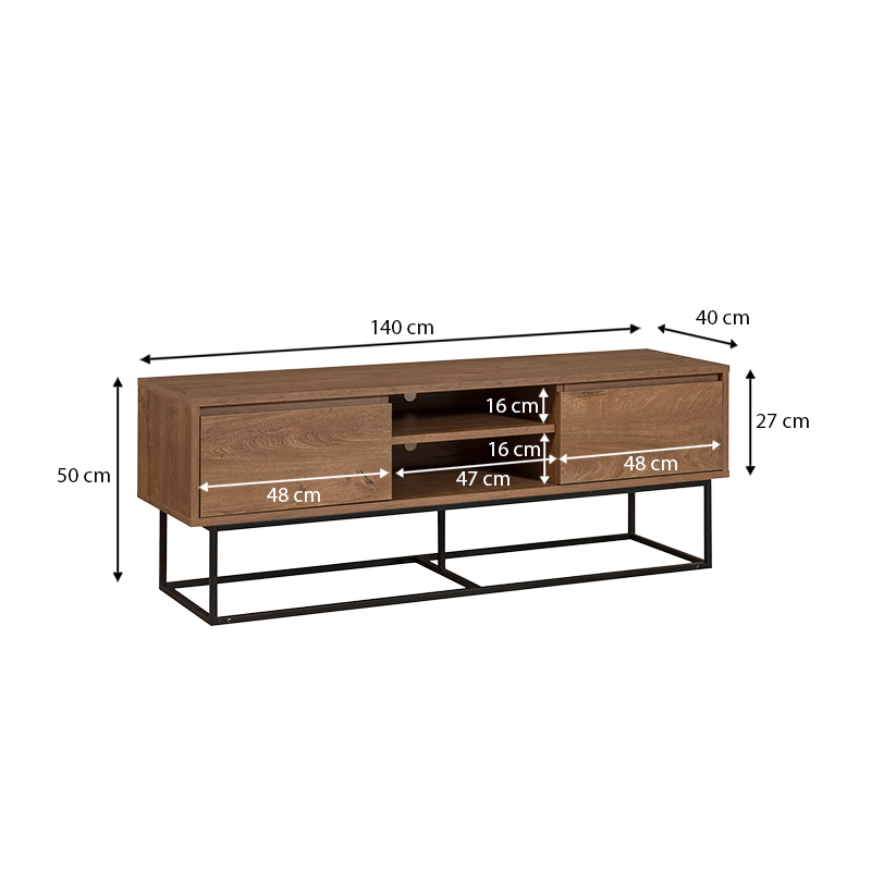 Έπιπλο τηλεόρασης Amedeo Megapap χρώμα καρυδί 140x40x50εκ.