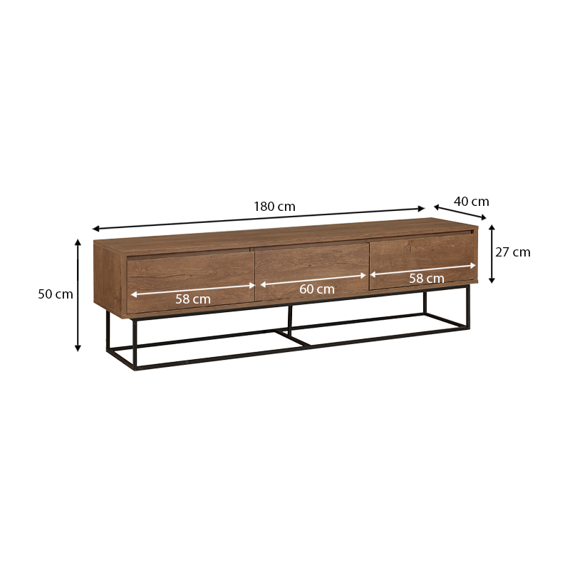 Έπιπλο τηλεόρασης Amedeo Megapap χρώμα καρυδί 180x40x50εκ.