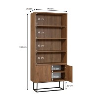 Βιβλιοθήκη Amedeo Megapap χρώμα καρυδί 80x36x182εκ.
