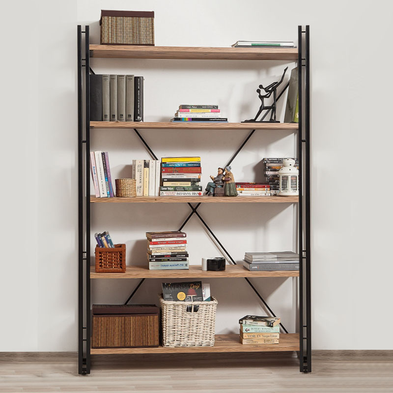 Βιβλιοθήκη Atlas Megapap χρώμα antlantic pine - μαύρο 130x35x180εκ.