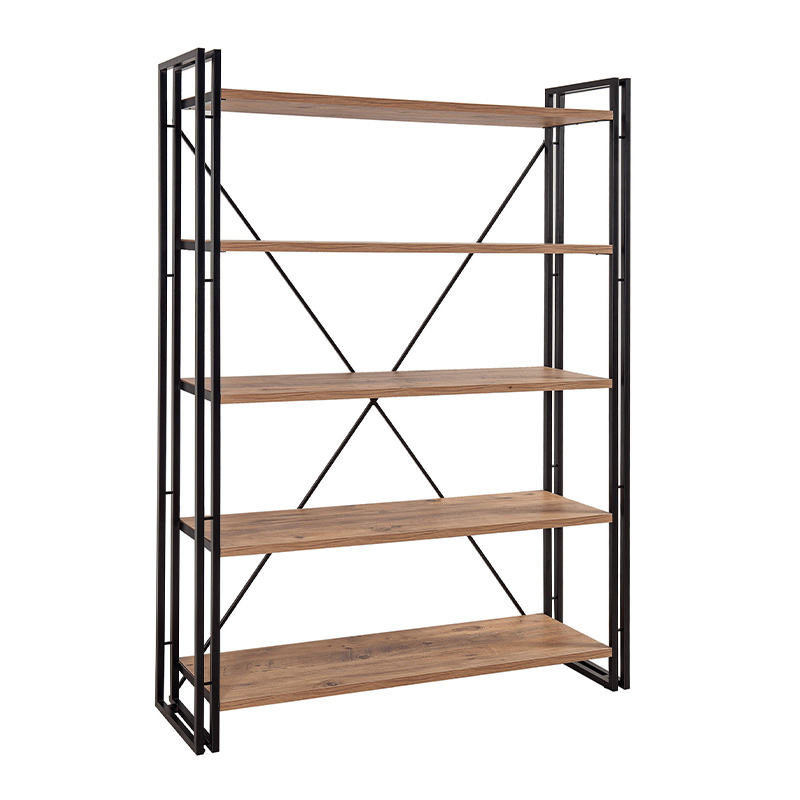 Βιβλιοθήκη Atlas Megapap χρώμα antlantic pine - μαύρο 130x35x180εκ.